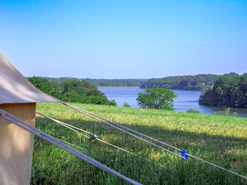 Pre-pitched bell tents with amazing views