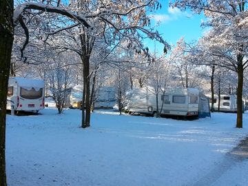 Camping pitches in winter