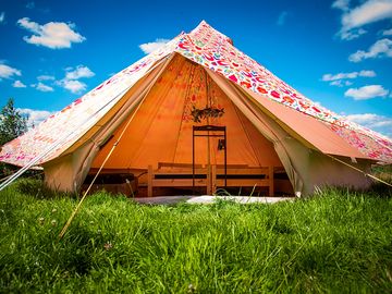 Clover bell tent with its stunning pink fly sheet