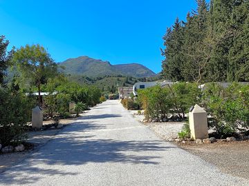 Beautiful view towards the gualdahorce mountains from the bottom of the camping