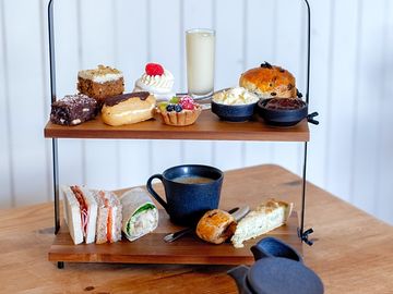 Afternoon tea served at the cafe at kirklinton hall