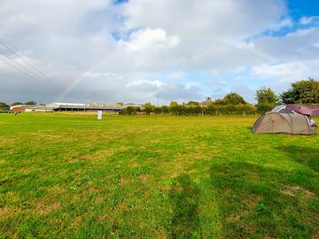 Rainbow across the campsite after storm francis