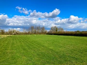 Neatly mown camping field