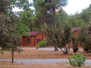 Outside the lodges
