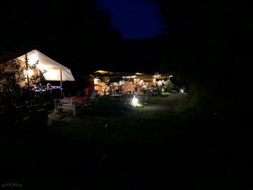 Tent houses at Night