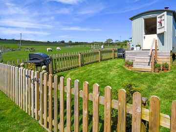 Shepherd's hut in your own enclosed area, with barbecue and seating area