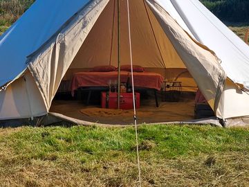 Outside the bell tent