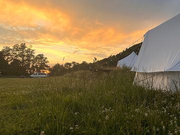 Pitches at sunset