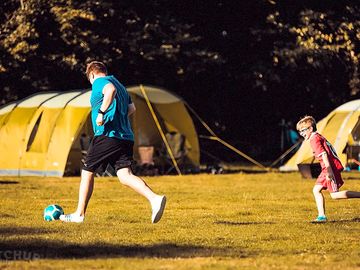 Non-electric grass tent pitch