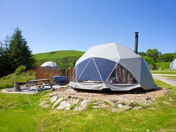 Dome with hot tub