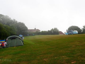 Sea fog on campsite