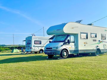Motorhomes pitched up at Retro Staycations