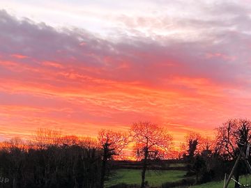 Beautiful sunset over the farm