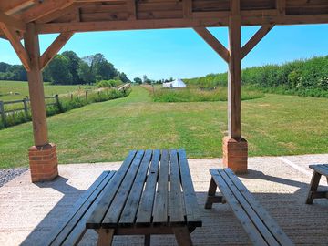 Under cover picnic benches
