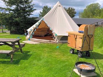 Bell tent with kitchen