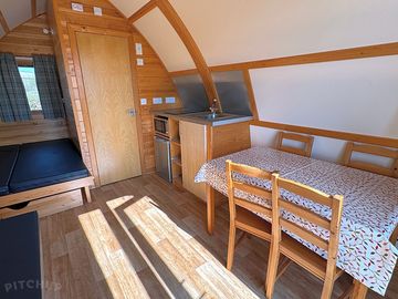 Dining table and kitchenette