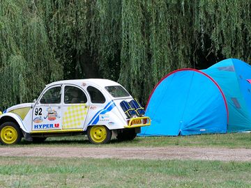 Grass pitches with space to park