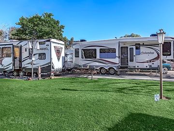 Grassy areas and concrete pads - great combination!