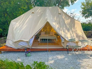 Bell tent with outdoor seating