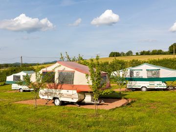 Trailer tents on site