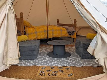 Interior of bell tent
