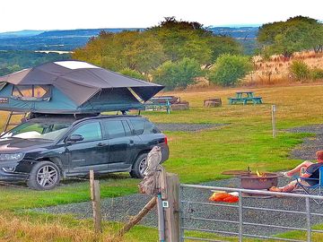 Roof tents with campfire