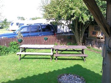 Tables in the beer garden