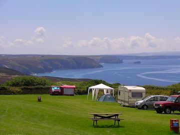 Grass pitches with sea views