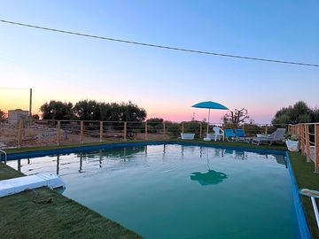 Sunset in the swimming pool