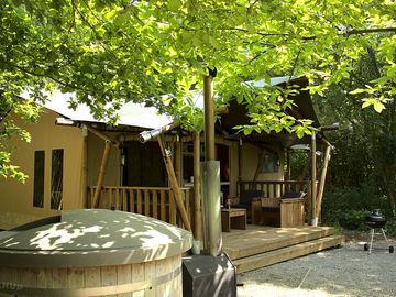 Front view of safari tent