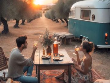 Motorhome pitches overlooking the olives