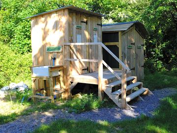 The toilet and shower block.