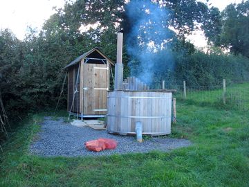 Private outdoor shower and hot tub