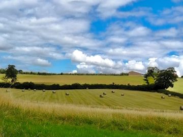 The field is baled ready for camping