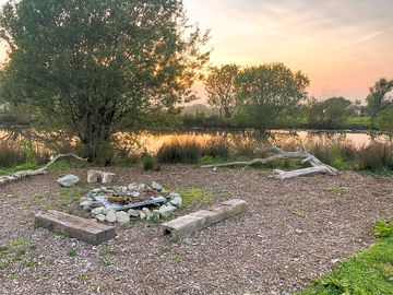 Campfire area by the lake