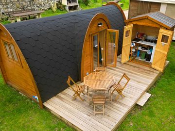 Exterior of the pod with separate kitchenette