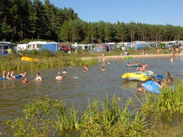 Swimming and having fun in the lake
