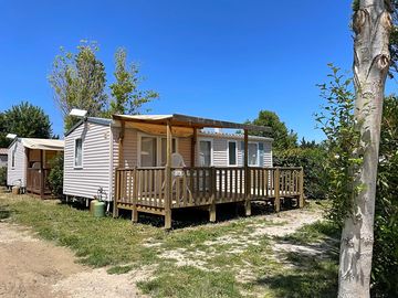 Each caravan has a private deck