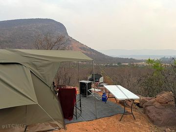 Side view of tent