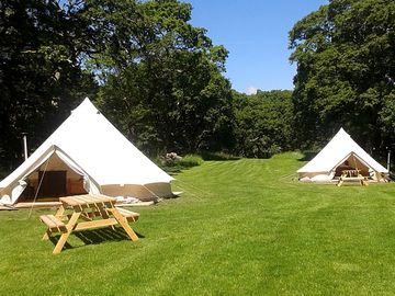 The bell tents in their own secluded meadow