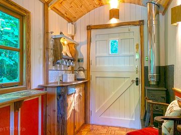 Kitchen area and woodburner
