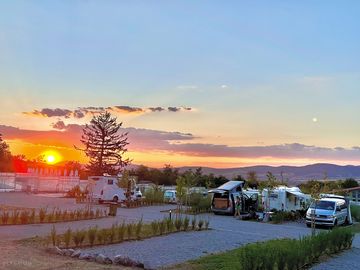 Camping at sunset