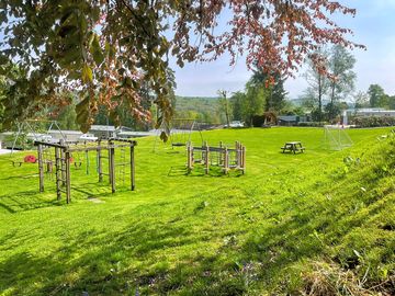 The Merrick camping pod with the play area