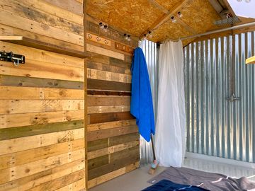 Our shower in a shed