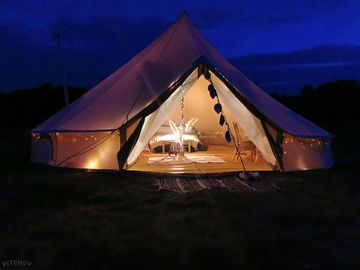 Bell tent at night