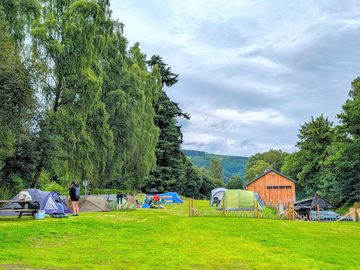 Looking along the tent pitches
