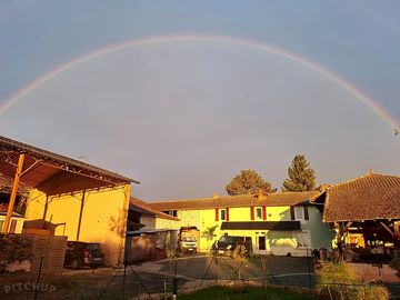 A rainbow over the site
