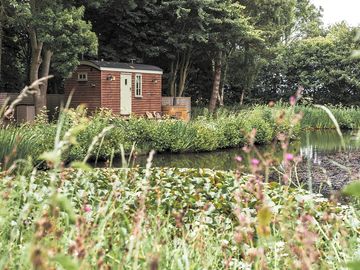 Shepherd's hut, across the pond