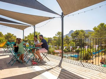 Terrace by the swimming pool