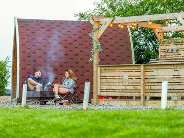 Pod with hot tub